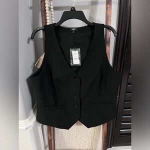 Express Button Front Blazer Vest Black size Large NWT